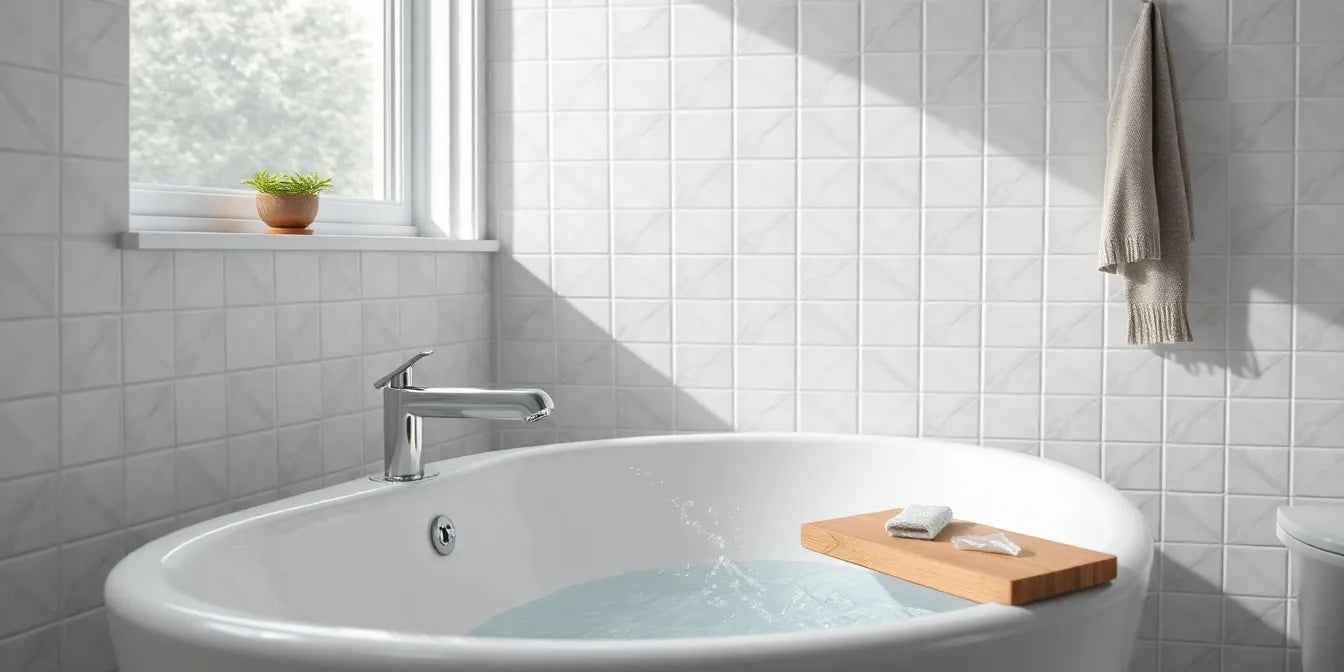 rengøring af badeværelse fliser - Illustration